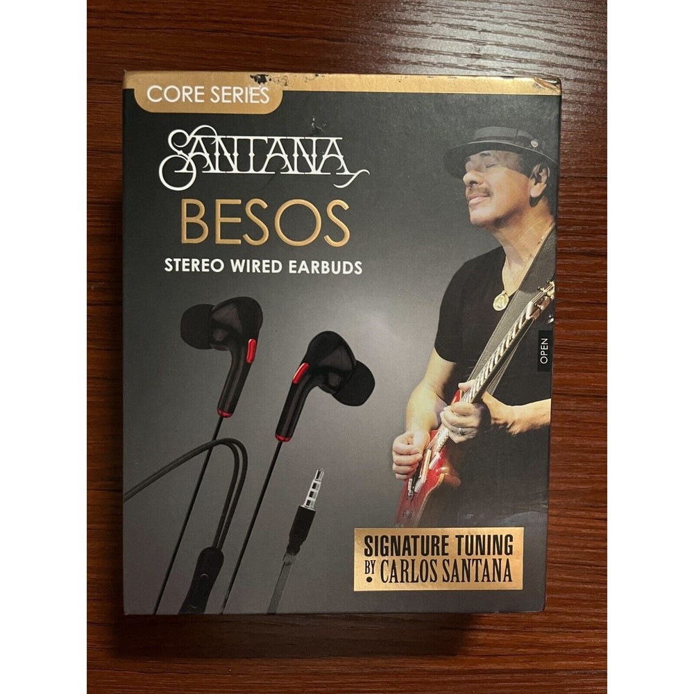 Sealed New Santana Besos Stereo Wired Earbuds RED w/call control ,  3.5mm Jack